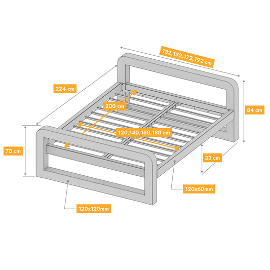 Letto in metallo Kovová posteľ Ryka Round uzavretá (profil 120 x 120 mm)