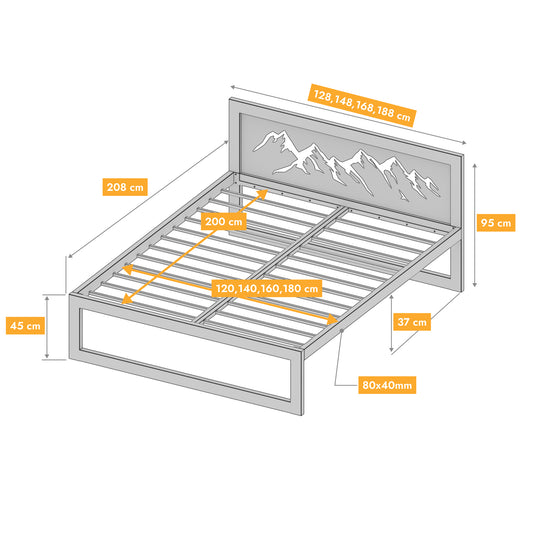 Letto in metallo Kovová posteľ Ryka Standard M1