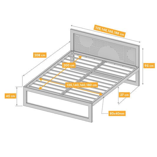 Letto in metallo Kovová posteľ Ryka Standard M18