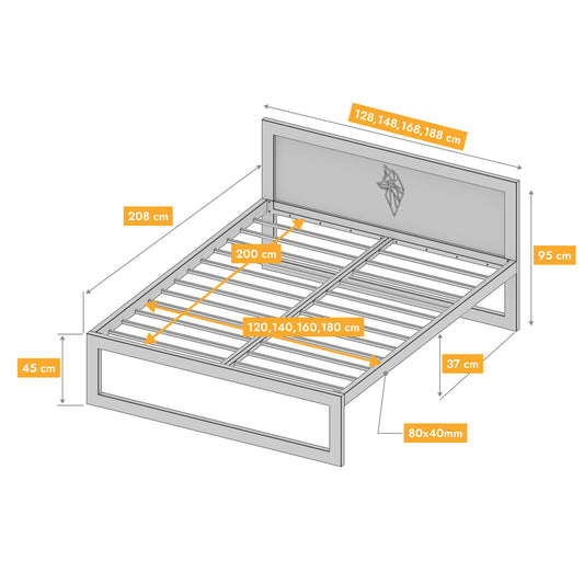 Letto in metallo Kovová posteľ Ryka Standard M6