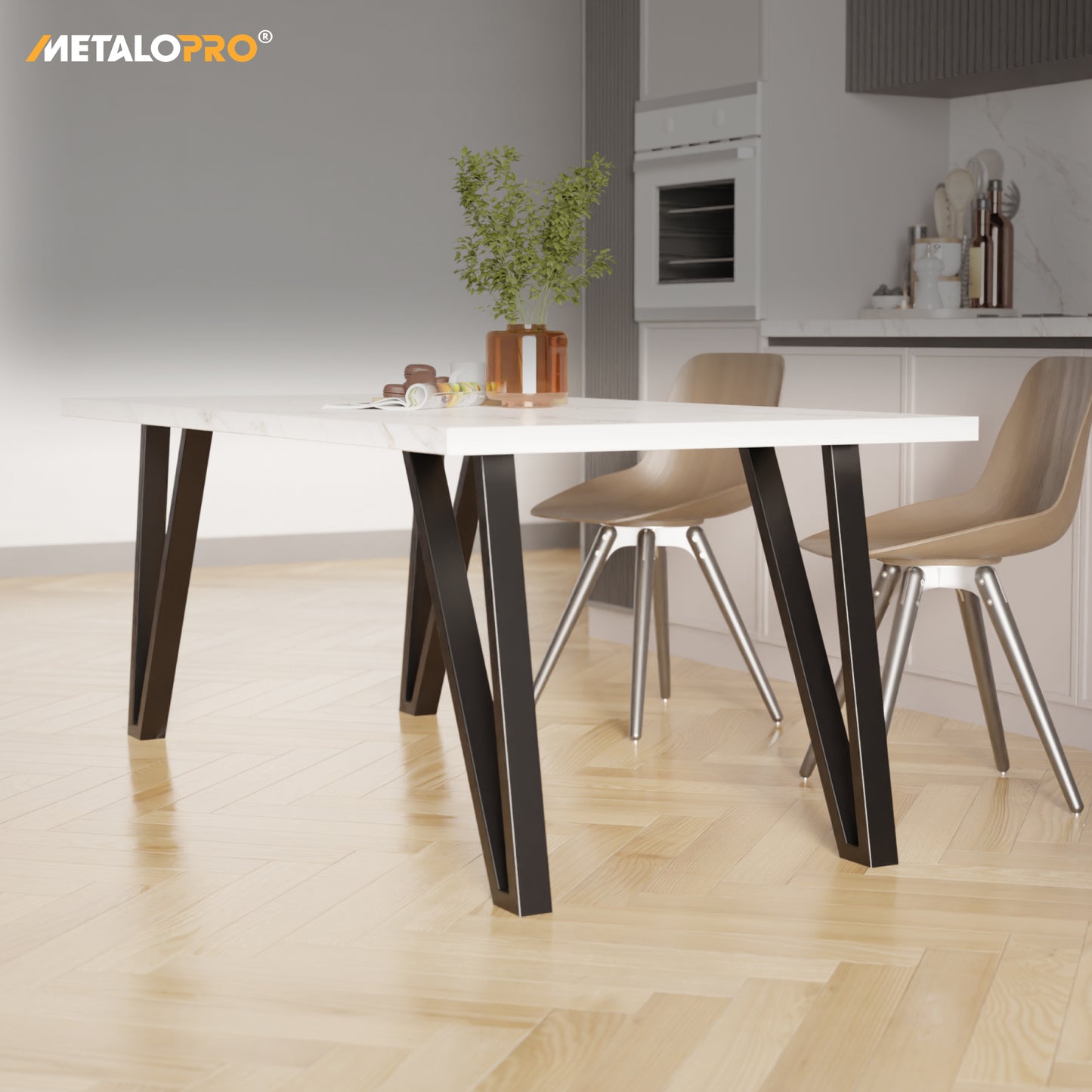 Set 4 gambe per tavolo in metallo Kentucky