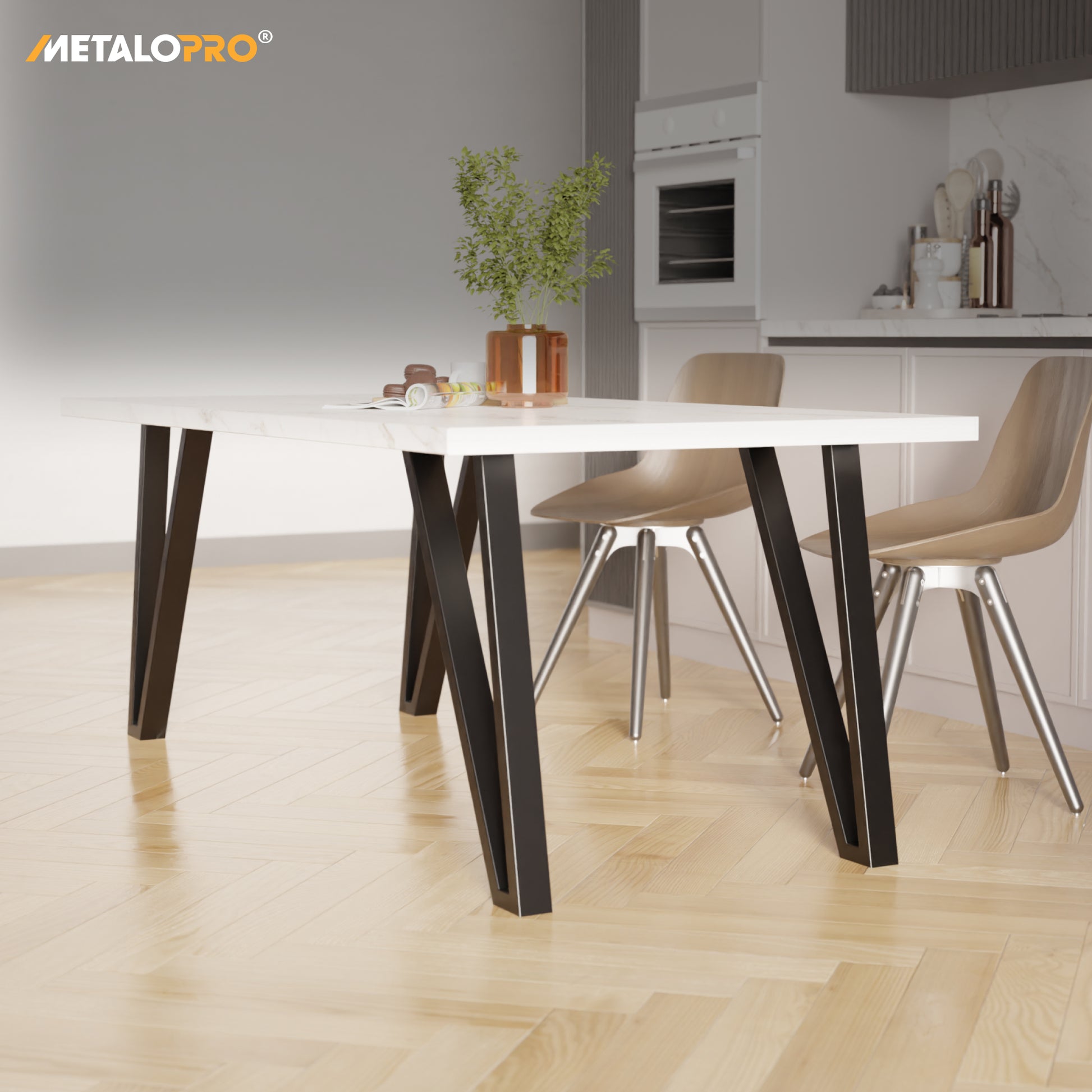 Set 4 gambe per tavolo in metallo Kentucky