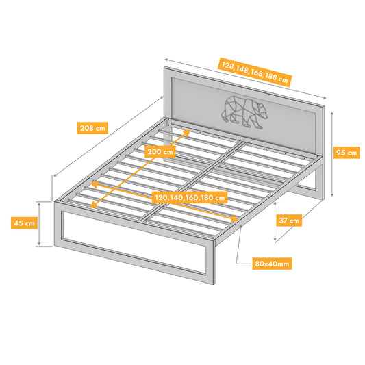 Letto in metallo Kovová posteľ Ryka Standard M7