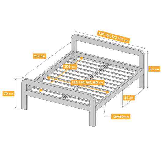 Letto in metallo Kovová posteľ Ryka Round otvorená (profil 120 x 60 mm)