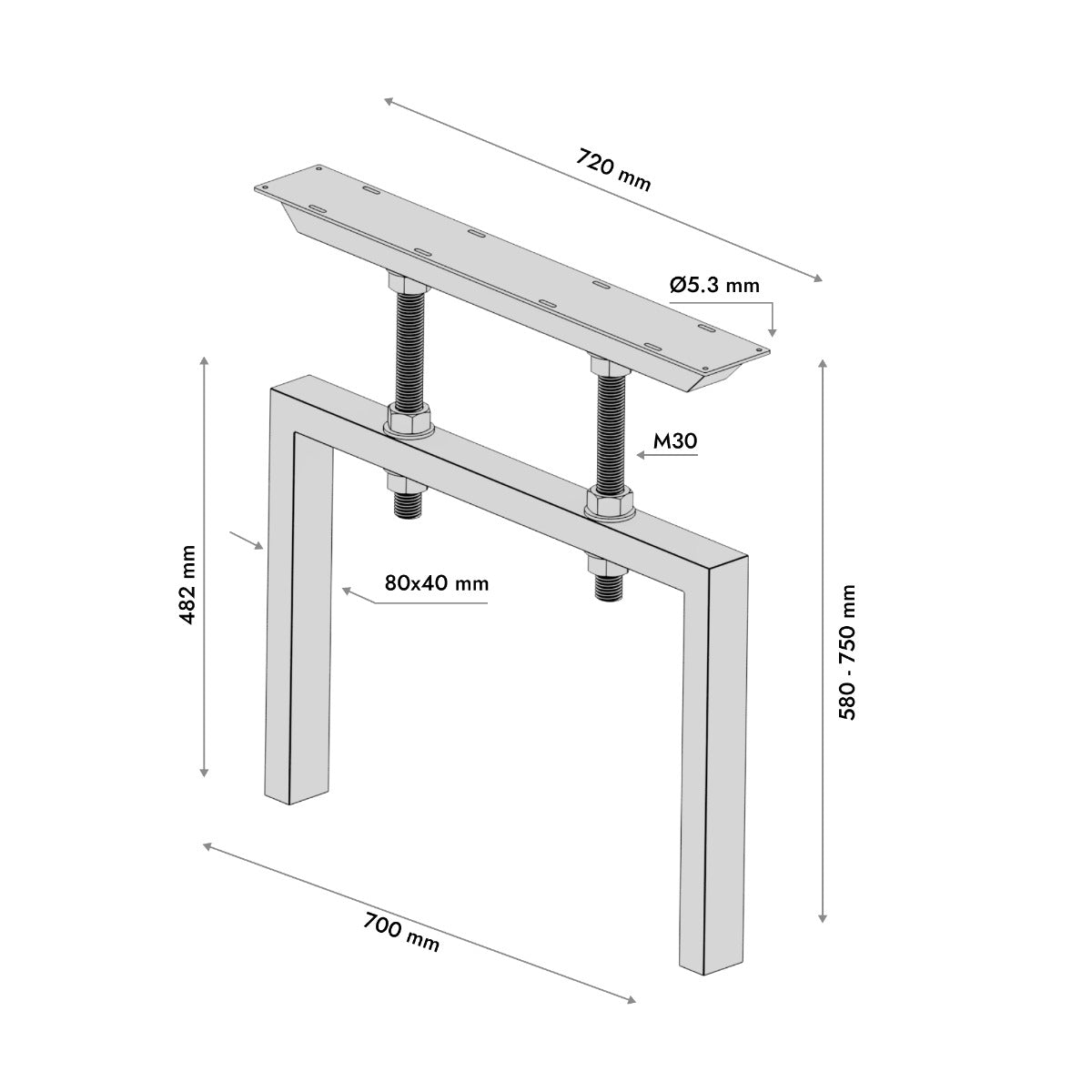 Gambe per tavolo in metallo Etamin Screw