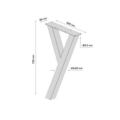 Set 4 gambe per tavolo in metallo Lucida