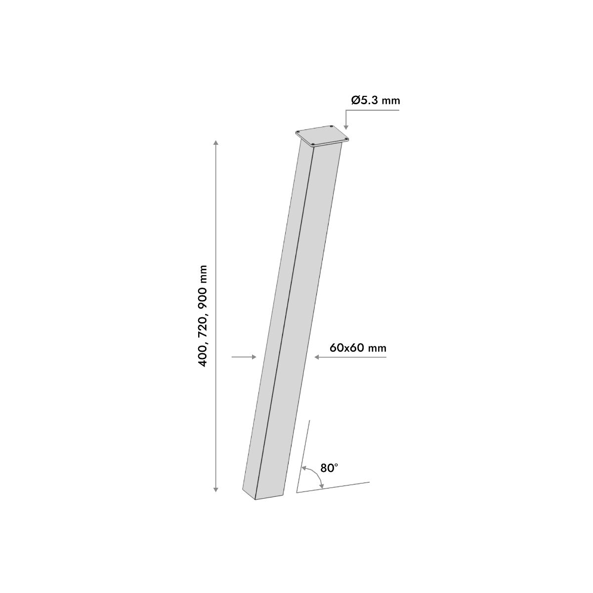 Gamba per tavolo in metallo Melmak Angle