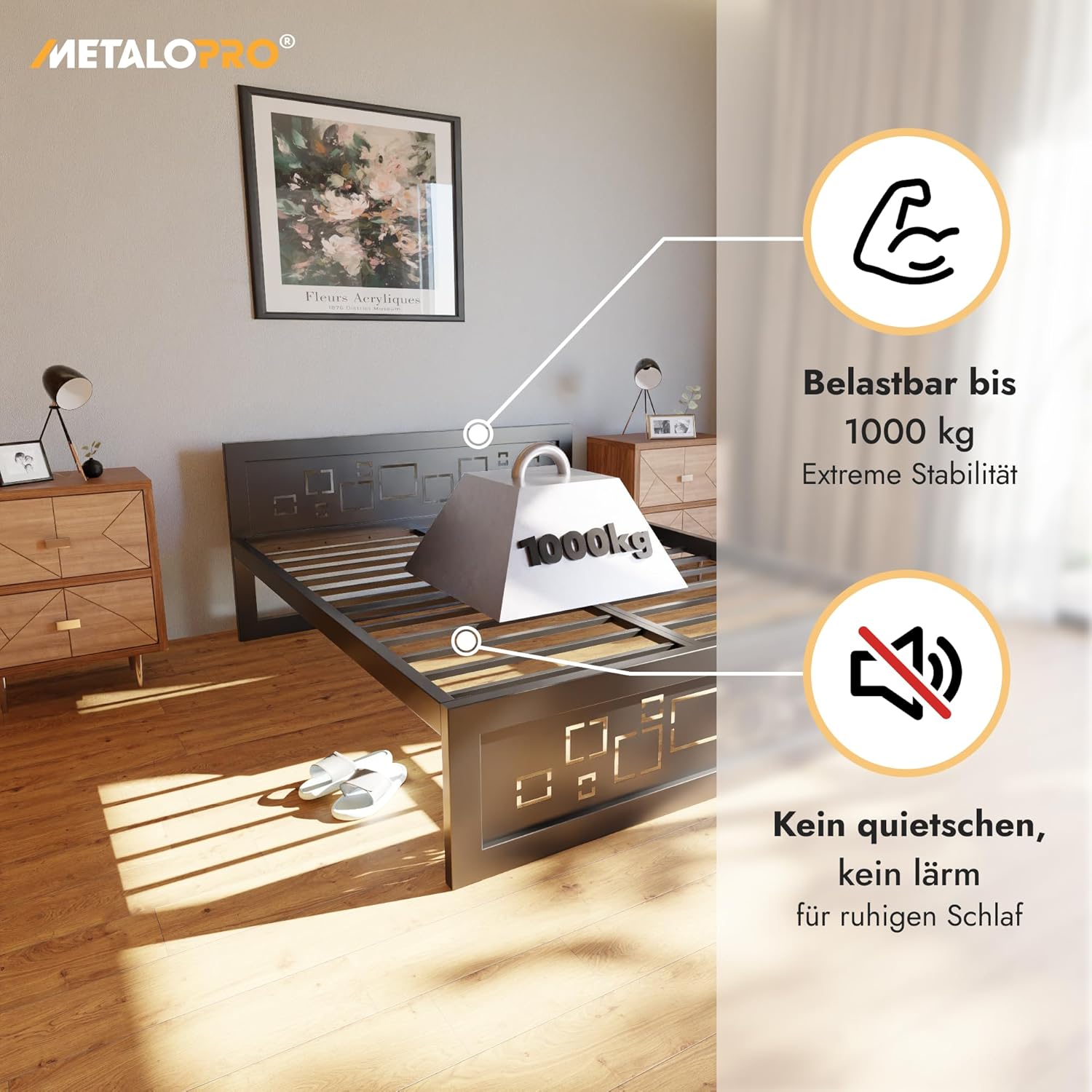 Letto in metallo Kovová posteľ Ryka Perfor M12