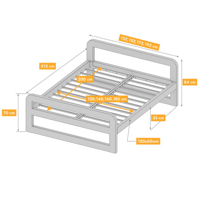 Letto in metallo Kovová posteľ Ryka Round uzavretá (profil 120 x 160 mm)